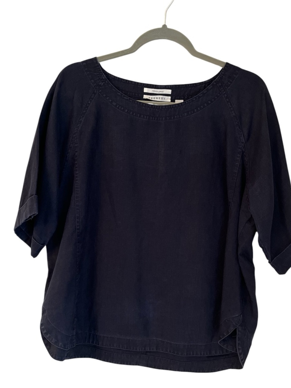 Trenery French Linen Pullover over boatneck top size L